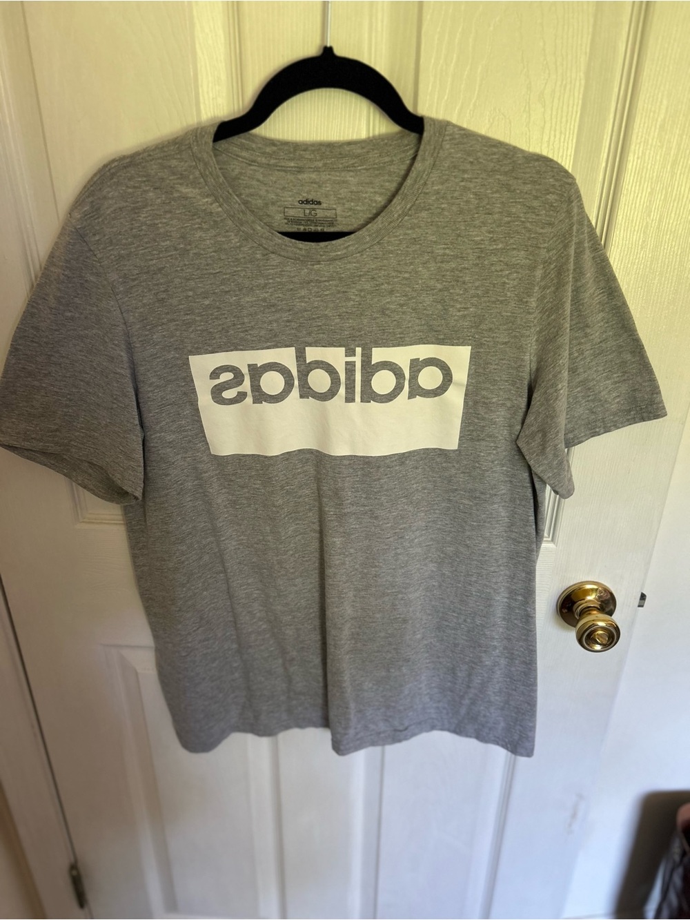 adidas Grey Crew Neck Logo Tee with White Box Print